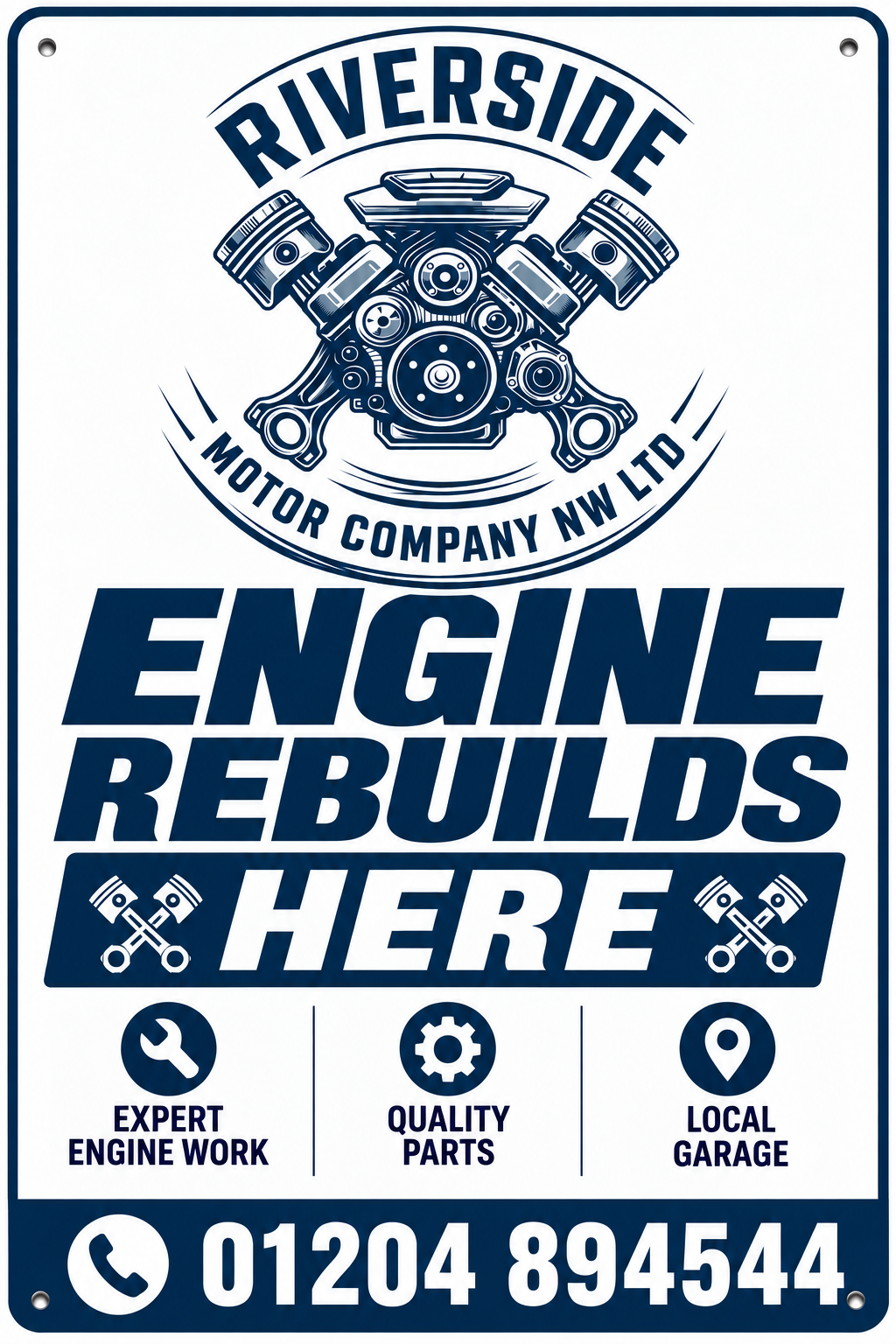 Riverside engine rebuilds sign