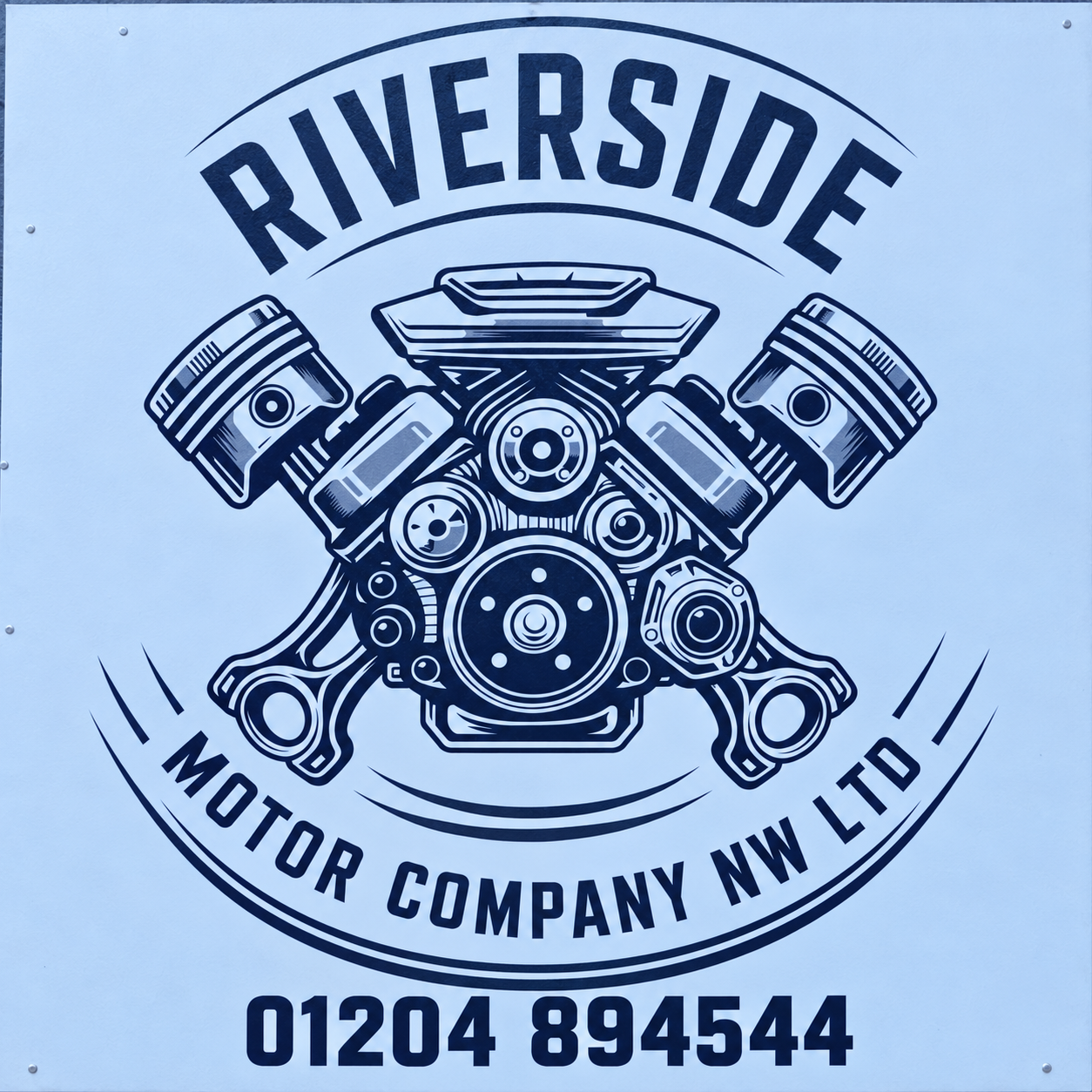 Riverside Motor Company NW Ltd engine sign and phone number